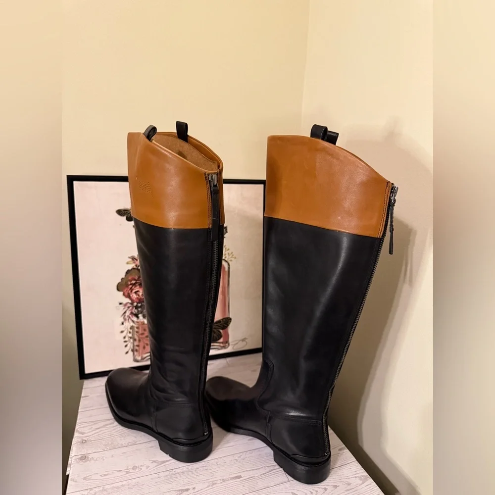 Franco Sarto Black and Brown Over the Knee Boots